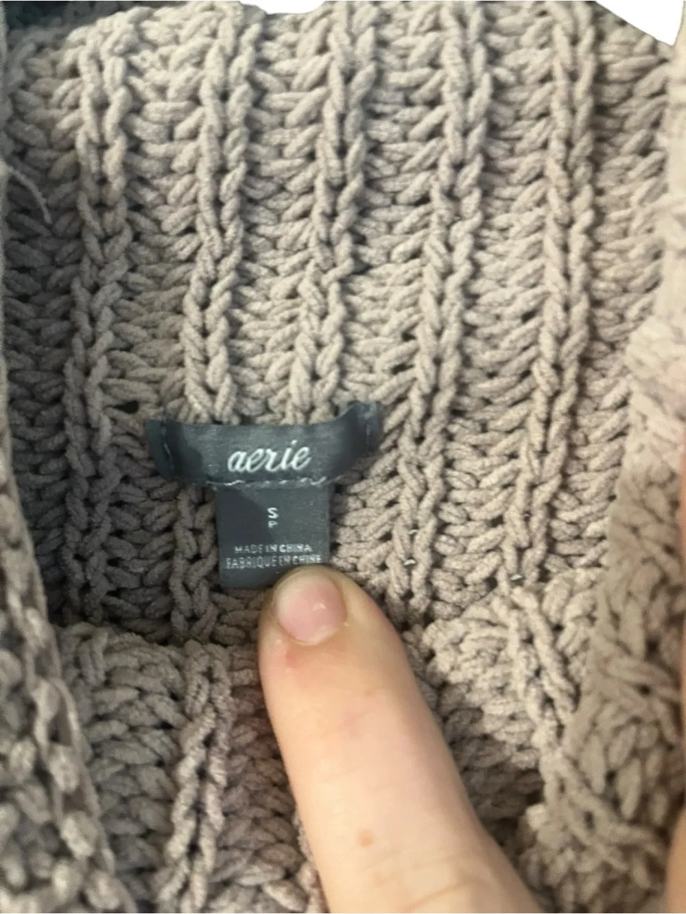 aerie Taupe Ribbed Turtleneck Sweater